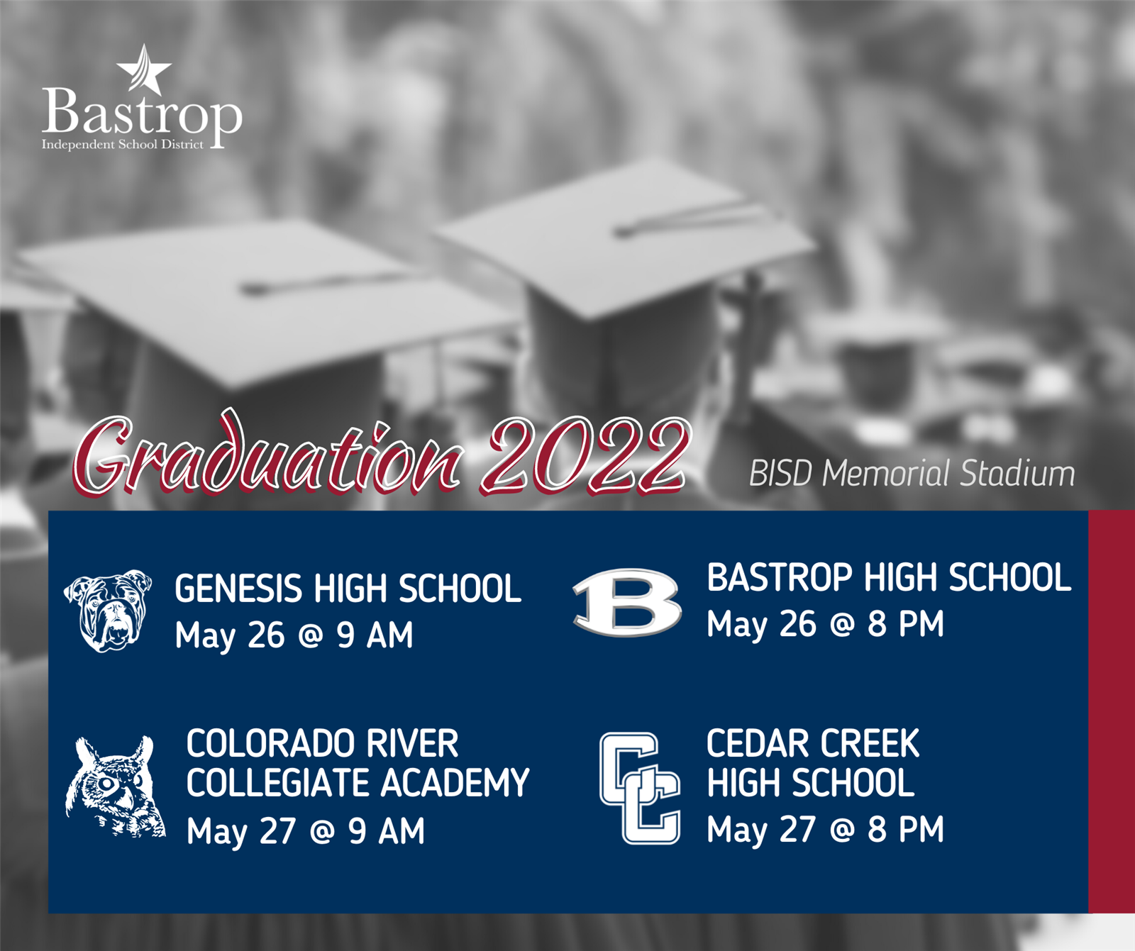 graduation dates and times